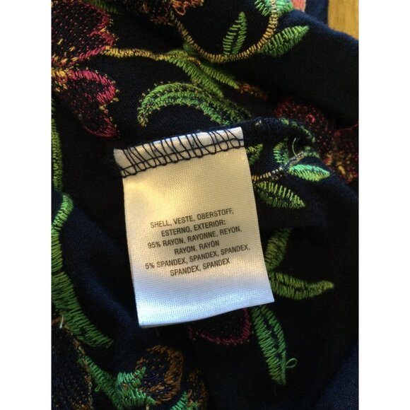 Anthropologie Meadow Rue Navy Floral Embroidered Tank Top S Whimsigoth Dark Fair - Picture 5 of 7